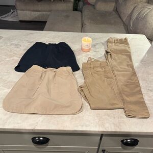 Girls Casual Bottoms Set - Navy and Tan Mix